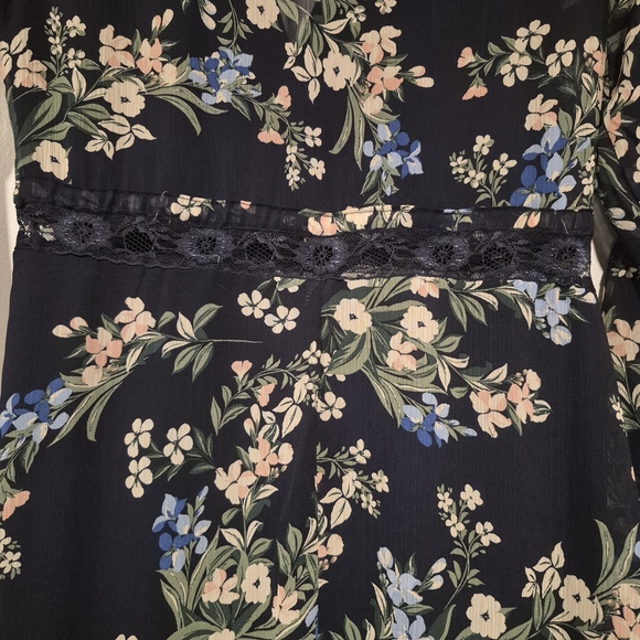 Blue Rain Black Floral Long Sleeve Dress